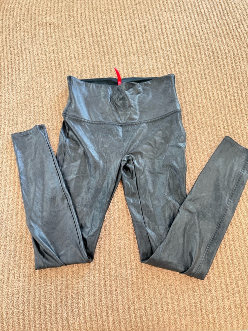 SPANX Black Faux Leather-Look High Waist Leggings